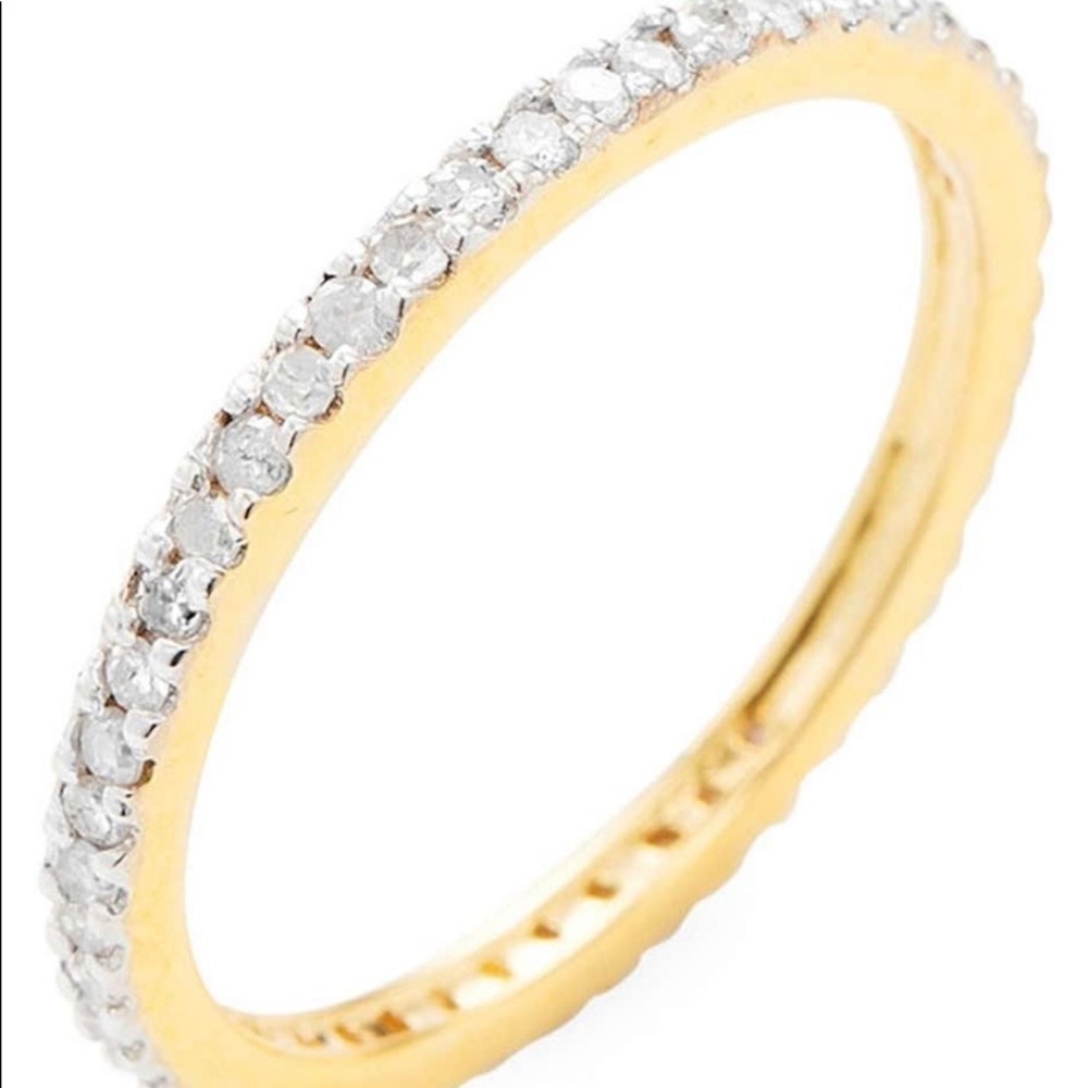 14k Yellow Gold Pave White Diamond Ring 0.30 Karat